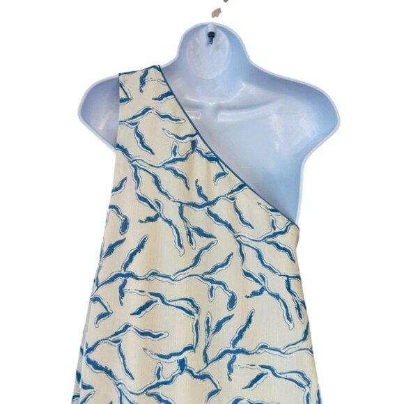 Hyacinth House NEW Ivory Blue Coral One Shoulder Sybil Maxi Dress Size XXL - Picture 7 of 10